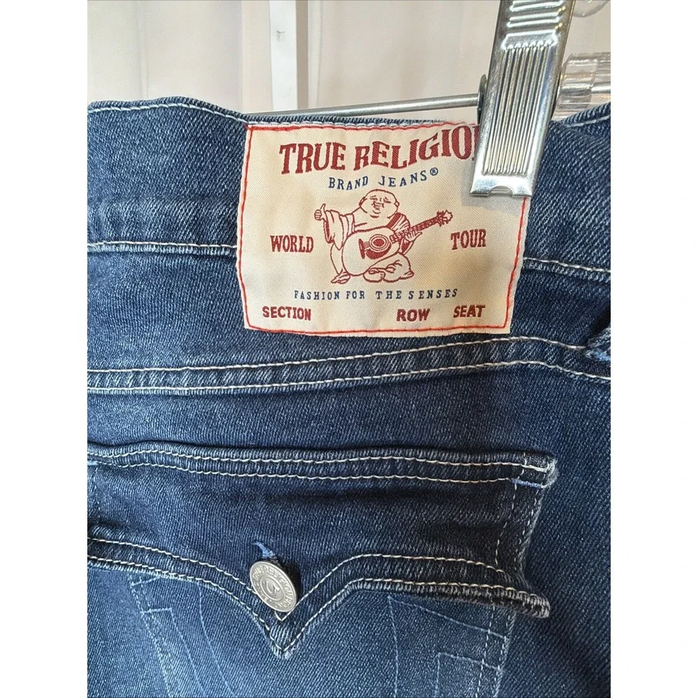 True Religion Geno Relaxed Slim Jeans Mens 33x32  Blue Flap Pocket Stretch Denim
